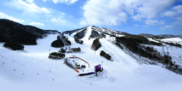 韩国横城威利希利度假村的冬季雪道